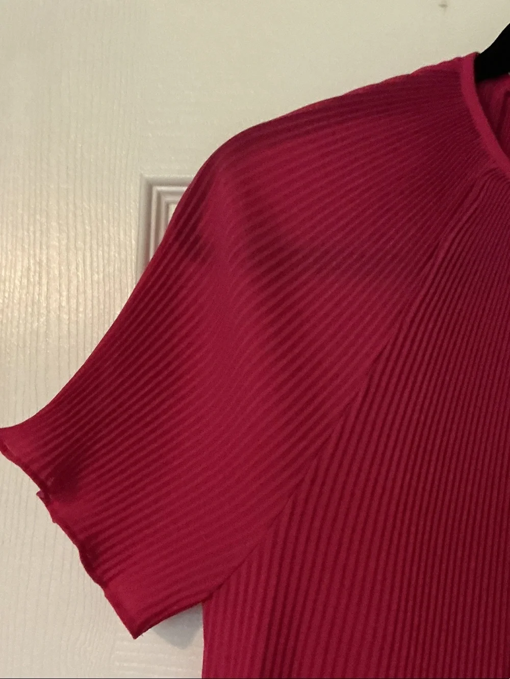 Michael Kors Sz XL Short Sleeve Pleated Tunic Fuchsia Pink Semi Sheer EUC